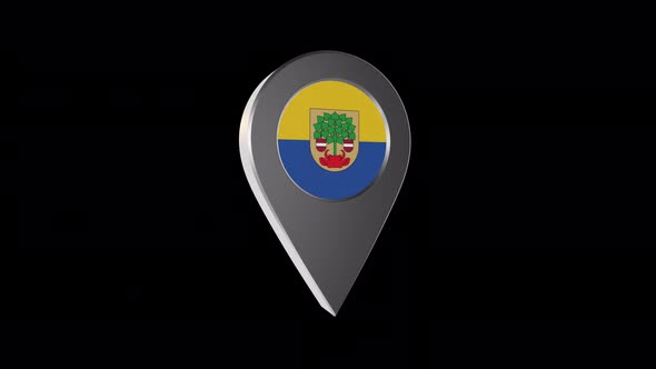 3d Animation Map Navigation Pointer With Flag Of Valmiera (Latvia) With Alpha Channel - 4K alt