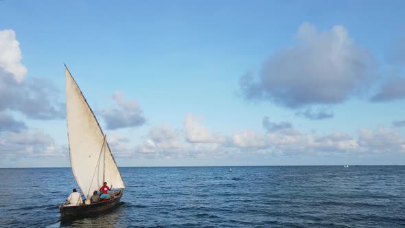 Boats in the Ocean Near the Coast of Zanzibar Tanzania Slow Motion alt