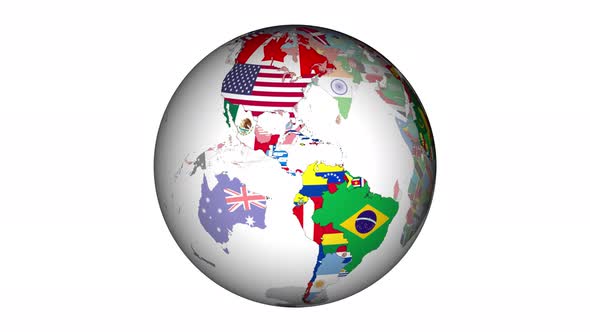 World Countries with Their National Flags Rotating alt