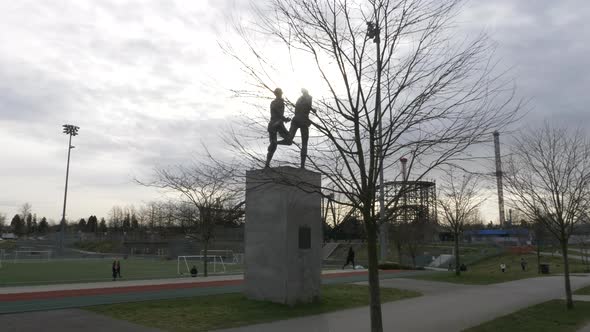 Hyperlapse Shot Of John Landy And Roger Bannister Miracle Mile Bronze ...