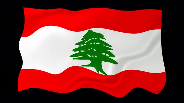 Lebanon Flag Wave Motion Black Background