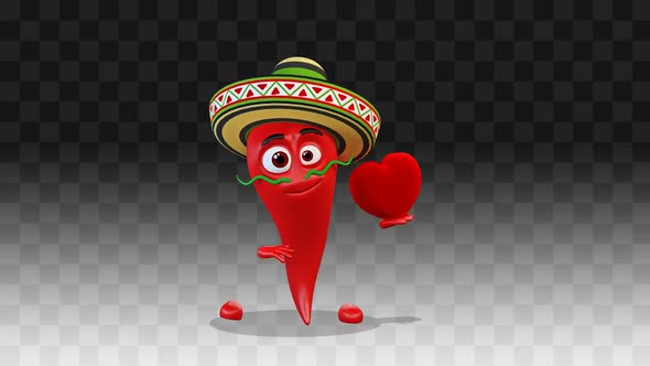 Chili Pepper Is Dancing With A Heart alt
