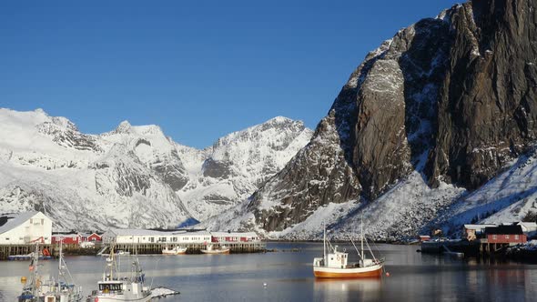 Norwegian Winter Landscape With The Multicolored Rorbu And Fishing Ships 38 alt