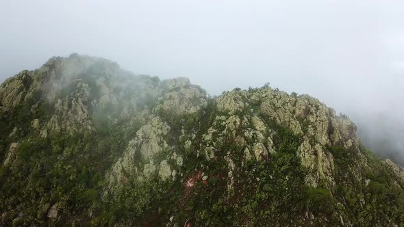Panoramic aerial view of Mount Cristobal (Christoffelberg) on the Dutch Caribbean island of Curacao, alt