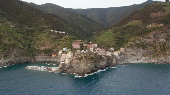 Aerial View of the Colorful Village of Vernazza in the Cinque Terre Reserve Italy alt