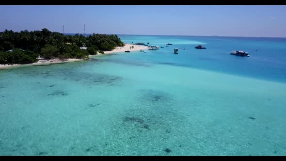 Aerial view scenery of idyllic resort beach time by transparent ocean with white sand background of  alt