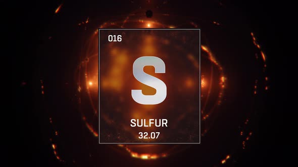 Sulfur As Element 16 Of The Periodic Table On Orange Background