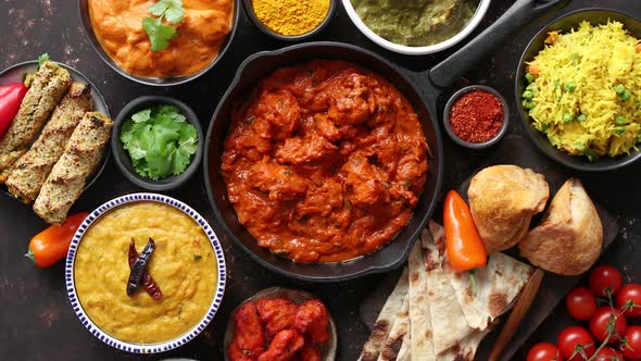 Various Indian Dishes on a Table alt