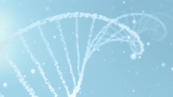 Light Blue and White Cosmetic Water Bubble DNA and mRNA Beauty Helix Background Loop with Copy Space