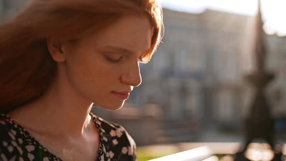 Dreamy Cute Foxy Teen Gril in Black and White Dress Looking Down Then in Camera and Away in alt