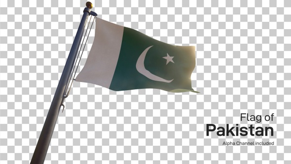Pakistan Flag on a Flagpole with Alpha-Channel alt