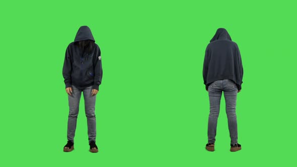 Anonymous woman green screen