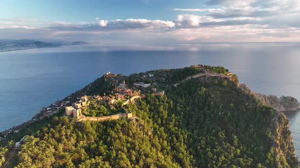 Alanya Castle Alanya Kalesi Aerial View 4K alt