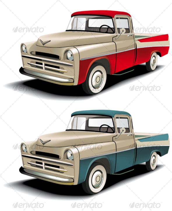 50s styles pickup - Objects Vectors