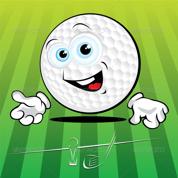 Funny smiling golf ball