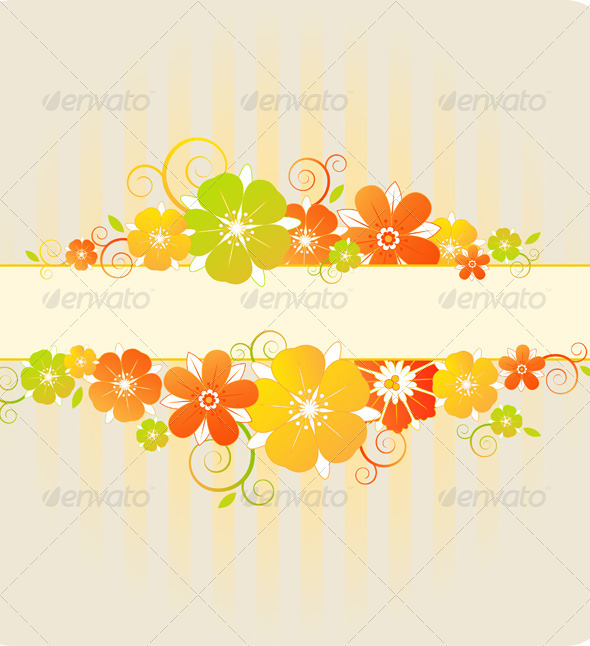 Background with Red and Orange Flowers - Backgrounds Decorative