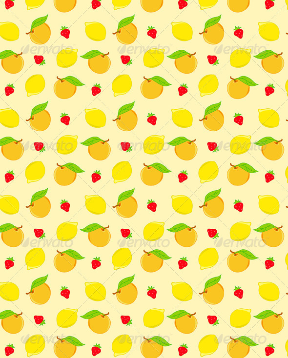 Seamless Pattern with Lemon and Orange - Patterns Decorative