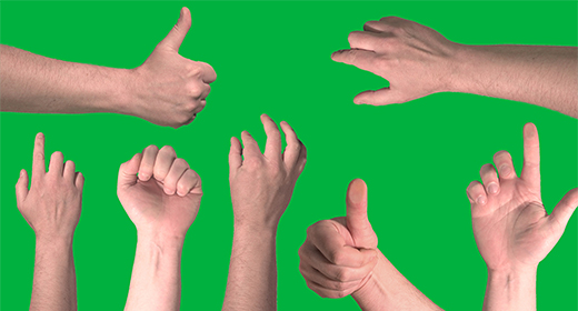 Touch Screen Finger Hand On Green Screen