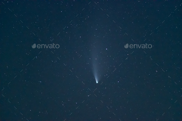 Comet c/2020 F3 Neowise at deep night sky.