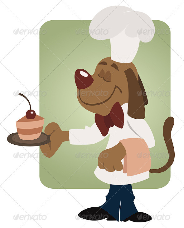 Elegant Waiter Dog At Restaurant - Characters Vectors
