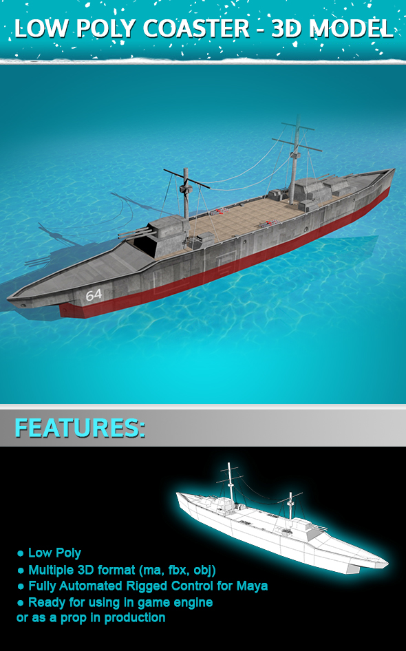 Low Poly Battleship - 3Docean 27968161