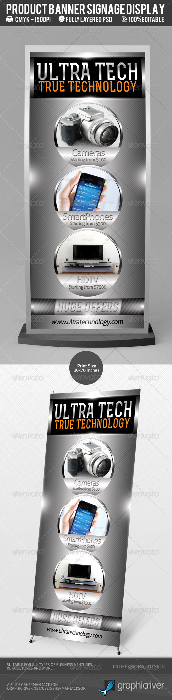 Multi-Product Outdoor Signage Display PSD Template - Signage Print Templates