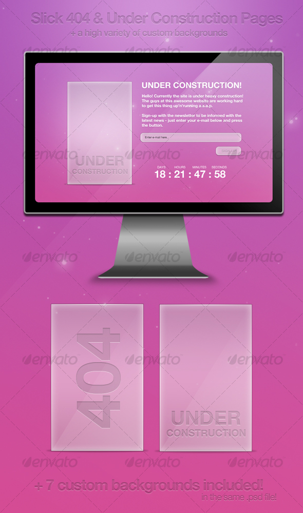 Slick 404 & Under Construction Pages - Web Elements