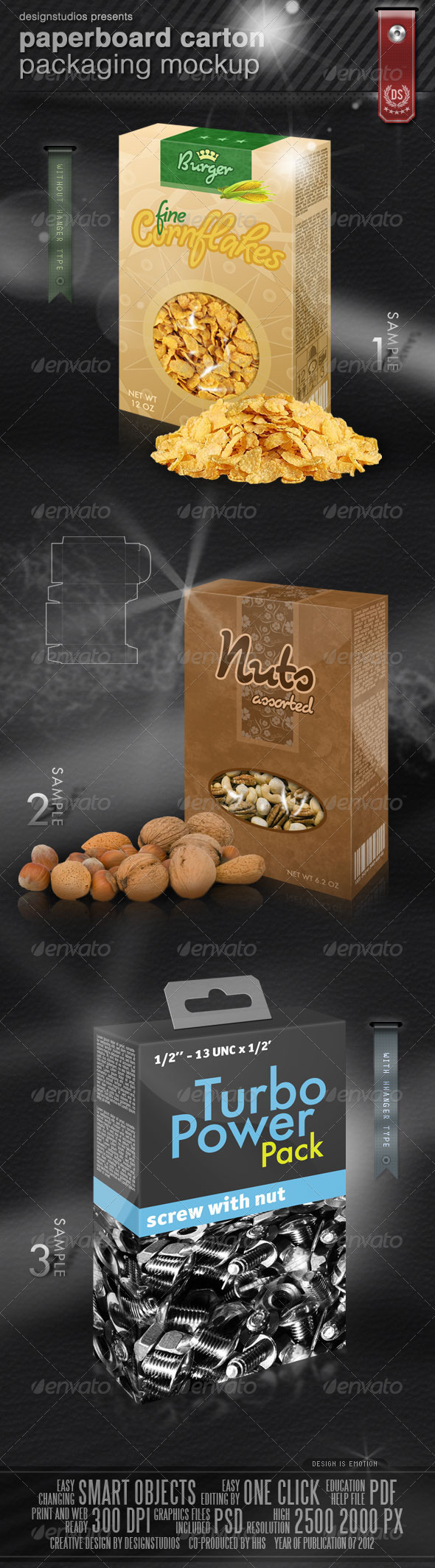 Paperboard Carton Packaging Mock-Up - Food and Drink Packaging