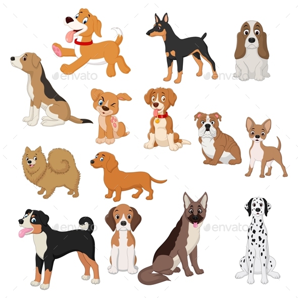 Cartoon Dogs Vector Set, Vectors | GraphicRiver