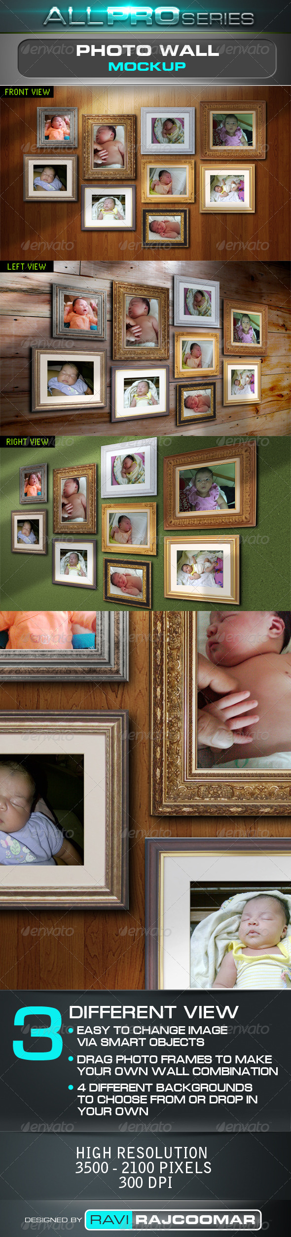 Photo Wall Mockup - Artistic Photo Templates