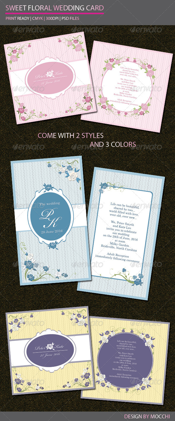 Sweet Floral Wedding Card - Weddings Cards & Invites