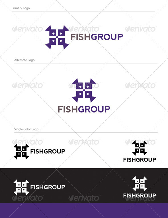 Fish Group Logo Design - ABS-032 - Animals Logo Templates