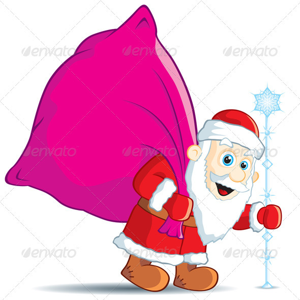 Christmas Santa Claus with a bag of gifts