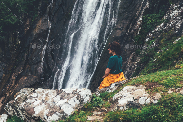 Aber Falls or in Welsh Rhaeadr Fawr - Stock Photo - Images