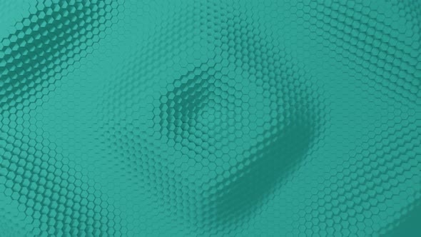 Abstract turquoise hexagon with offset effect