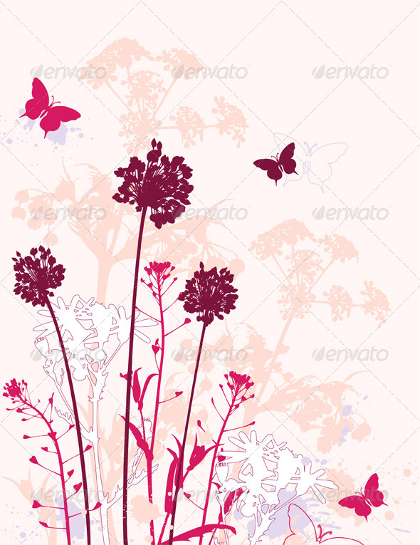 Red Floral Background 