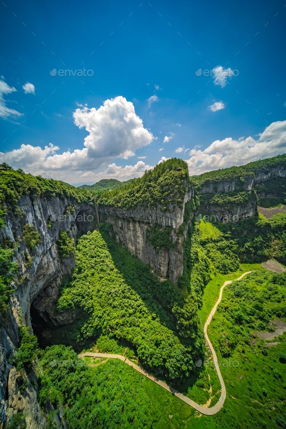 Panoramic view of the Wulong National Park landscape - Stock Photo - Images