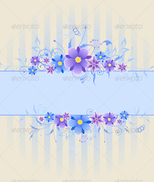 Background with Violet and Blue Flowers - Backgrounds Decorative