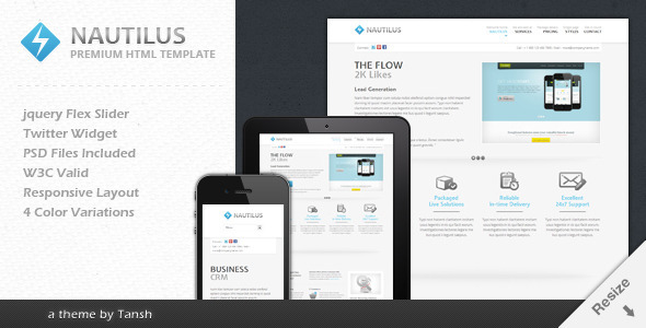 Exceptional Nautilus One Page Responsive Business Template