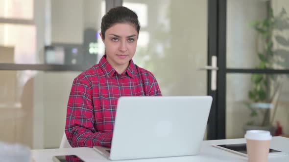 No Gesture By Head Shake By Indian Woman at Work alt