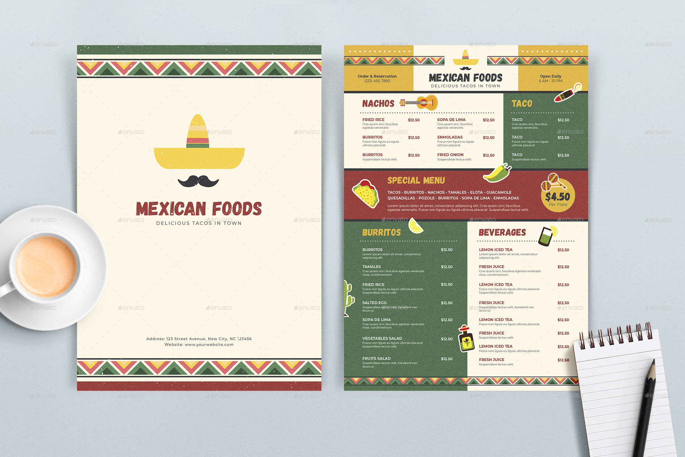 Mexican Food Menu Template, Print Templates | GraphicRiver