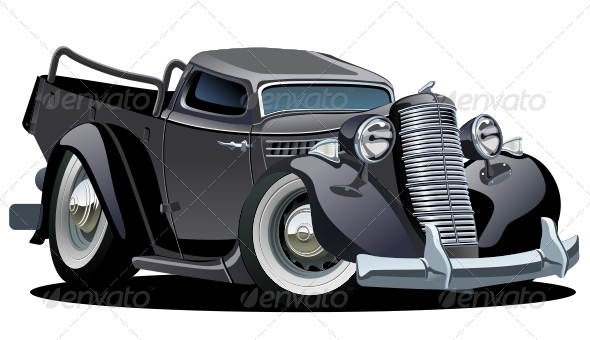 Vector Cartoon Pickup - Man-made Objects Objects