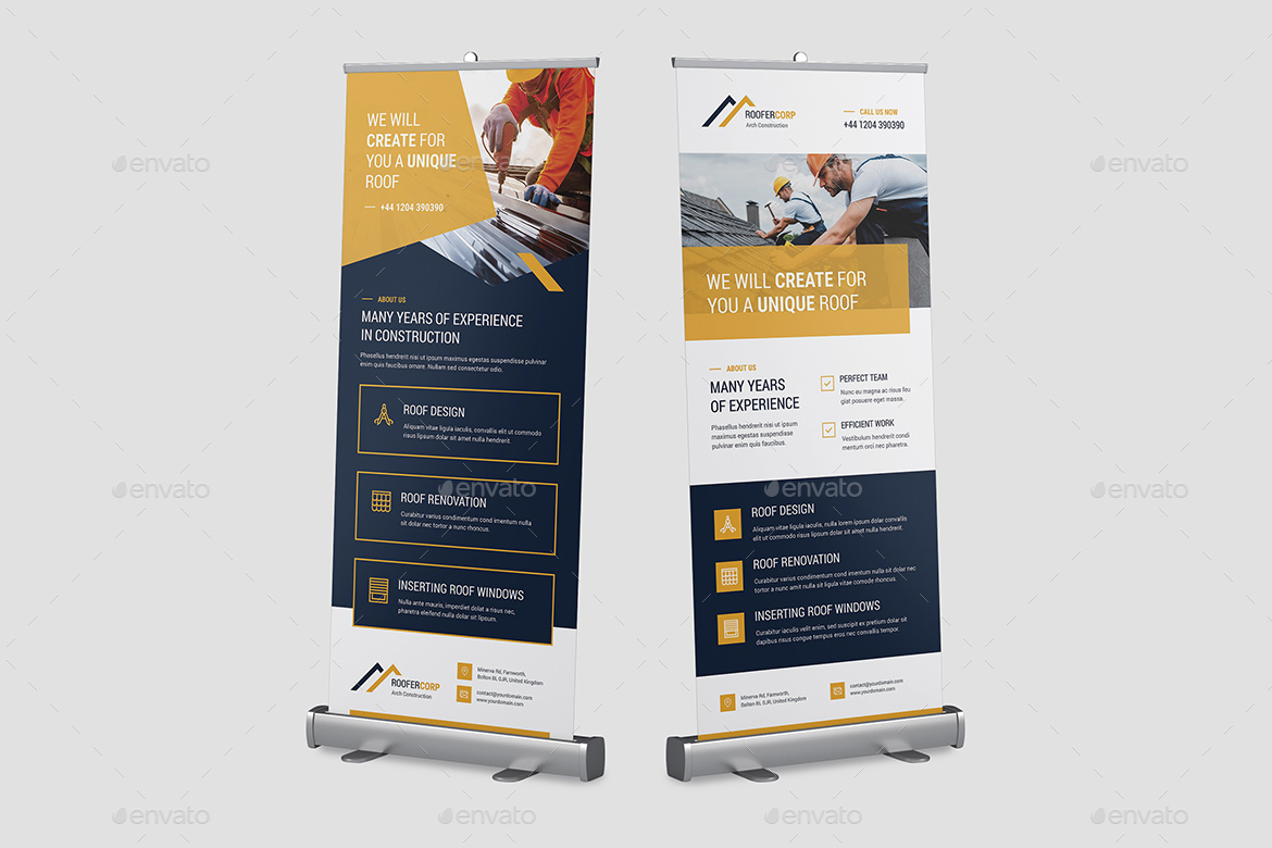 Roll Up Banner – Roofer, Print Templates | GraphicRiver