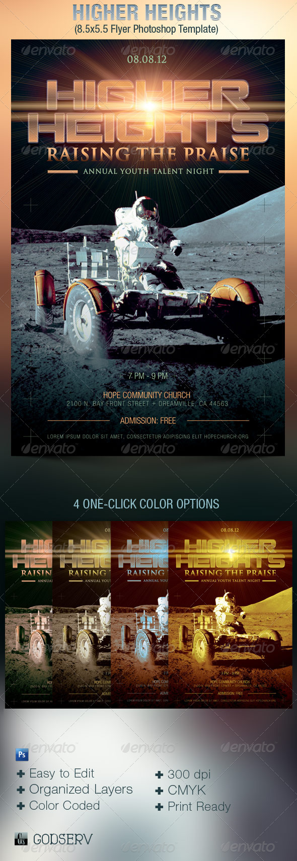 Higher Heights Youth Talent Night Flyer Template - Church Flyers