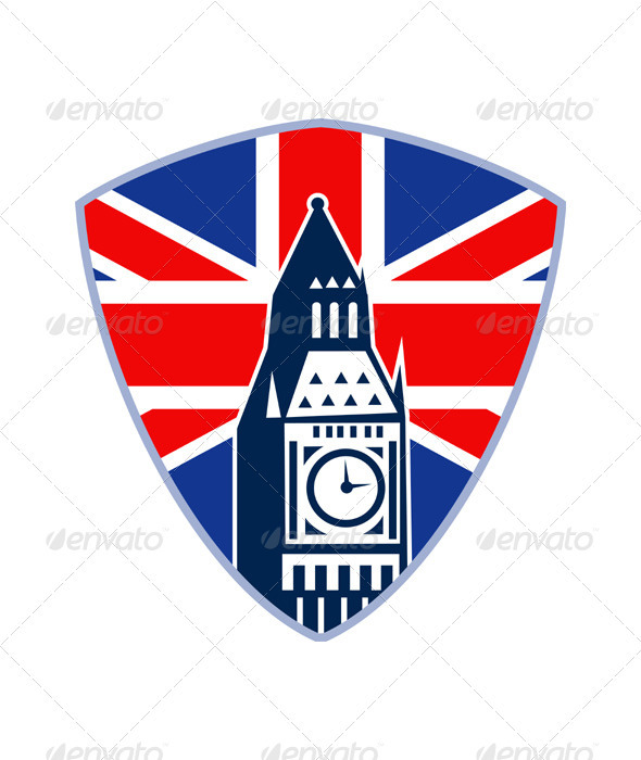Big Ben British Flag Shield - Man-made Objects Objects