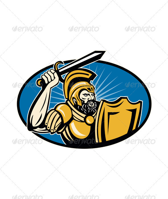 Roman Centurion Soldier With Sword And Shield