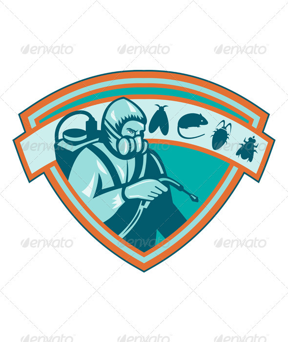 Pest Control Exterminator Worker Shield - Industries Business