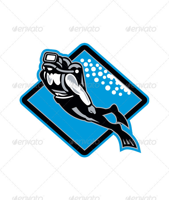 Scuba Diver Diving Retro