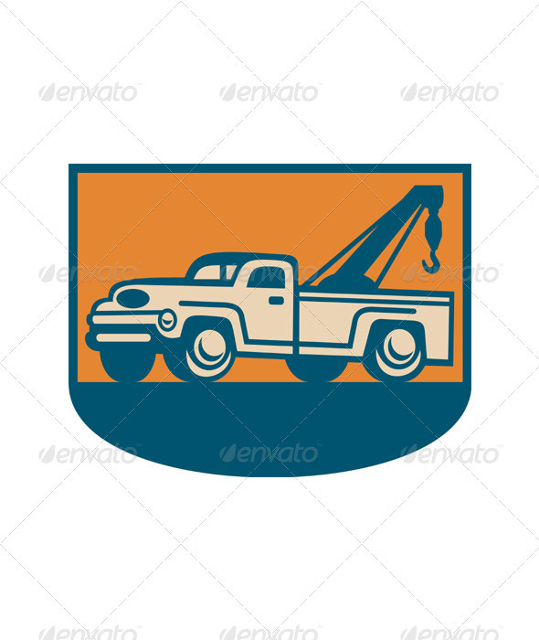 Vintage Tow Wrecker Pick-up Truck - Man-made Objects Objects