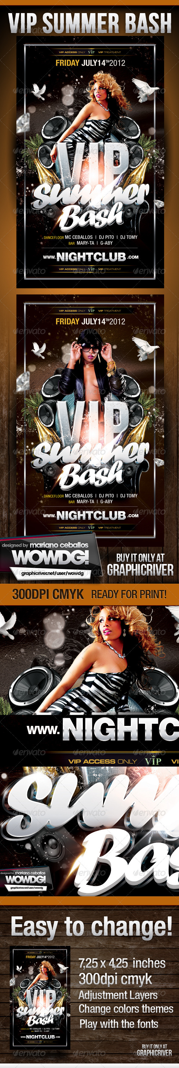Vip Summer Bash Party Flyer Template - Clubs & Parties Events